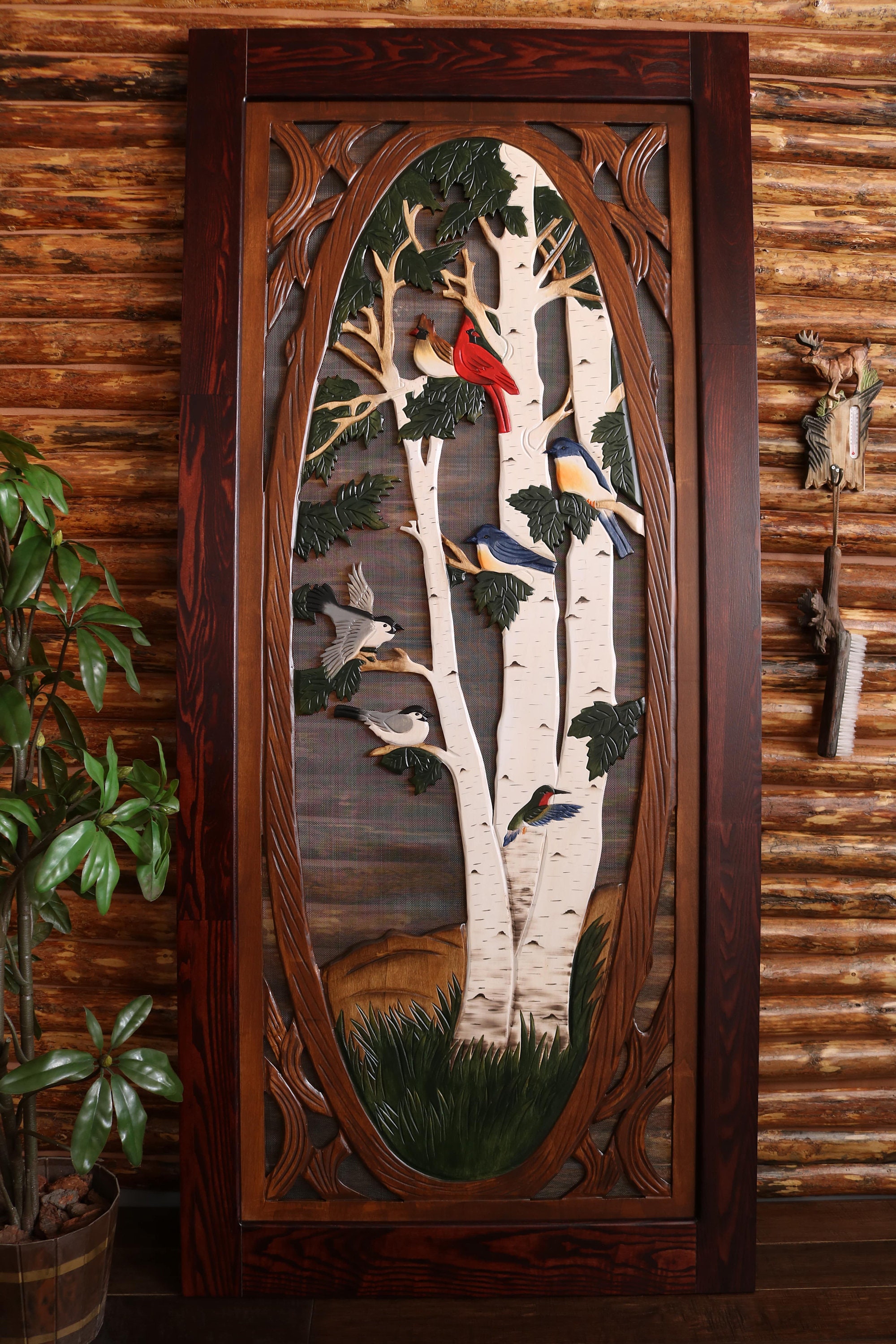 Porte moustiquaire pour oiseau, Porte moustiquaire en pin pour oiseau, Porte moustiquaire pour oiseau faite main, Porte moustiquaire artisanale, Porte moustiquaire pour cabane d'oiseau