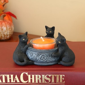 Black Cat Candle Holder, Black Cat Candle Tea Light Holder, Black Cat Halloween Decor, Cat Candle Holder, Halloween Gift, Candle Holder,