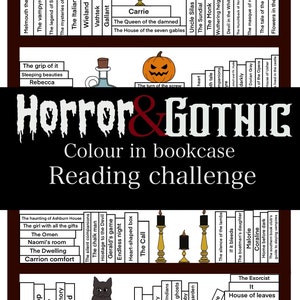 DIGITAL DOWNLOAD Horror and Gothic reading challenge colou in bookcase