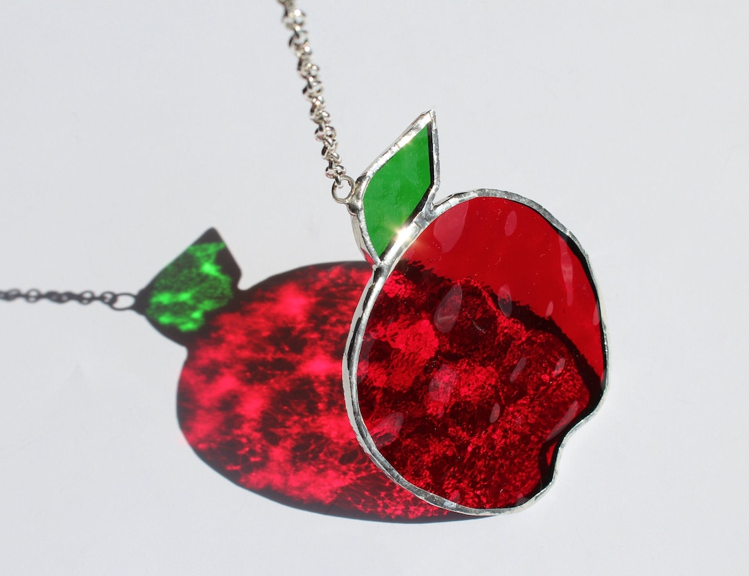 Stained Glass Apple Suncatcher Handmade Fruit Decoration Etsy
