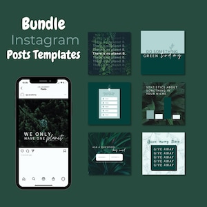 60+ GREEN Editable Instagram Bundle for Sustainable Businesses l Forest Template, Canva, Green Theme, Forest Theme, Instagram Template, Eco