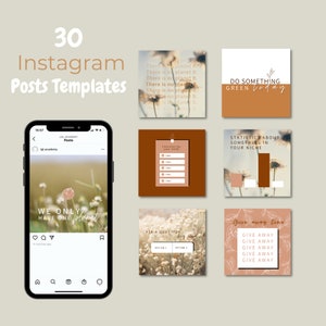 30 FLOWER Editable Instagram Bundle for Sustainable Businesses l Flower Template, Canva, Flower Pattern, Flower Theme, Instagram Templates