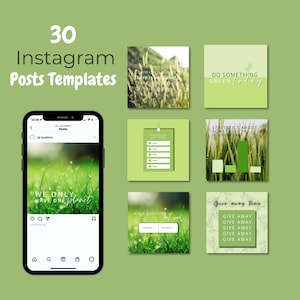 30 GREEN Editable Instagram Bundle for Sustainable Businesses l Nature Template, Canva, Lightgreen, Nature Theme, Instagram Templates