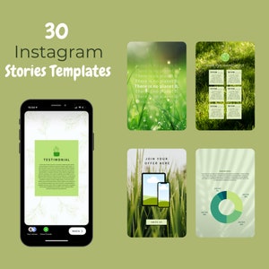 30 GREEN Editable Instagram Stories for Sustainable Businesses l Green Template, Canva, Green Theme, Nature Theme, Instagram Templates