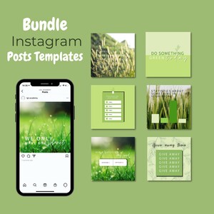 60+ GREEN Editable Instagram Bundle for Sustainable Businesses l Fresh Grass Template, Canva, Green Theme, Nature Theme, Instagram Templates