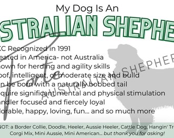 My Dog Is An Australian Shepherd Business Card