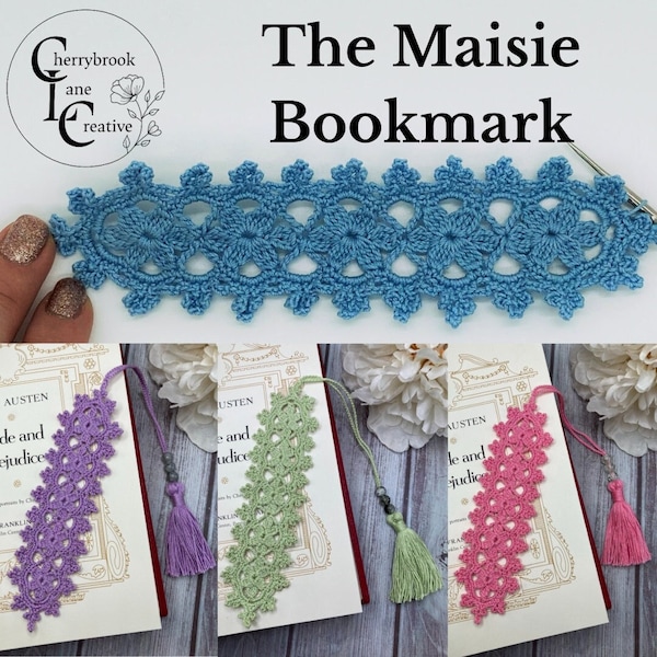 Le modèle PDF Maisie Crochet Bookmark - Créez un marque-page à motif floral magnifique et complexe avec ce modèle facile à suivre!