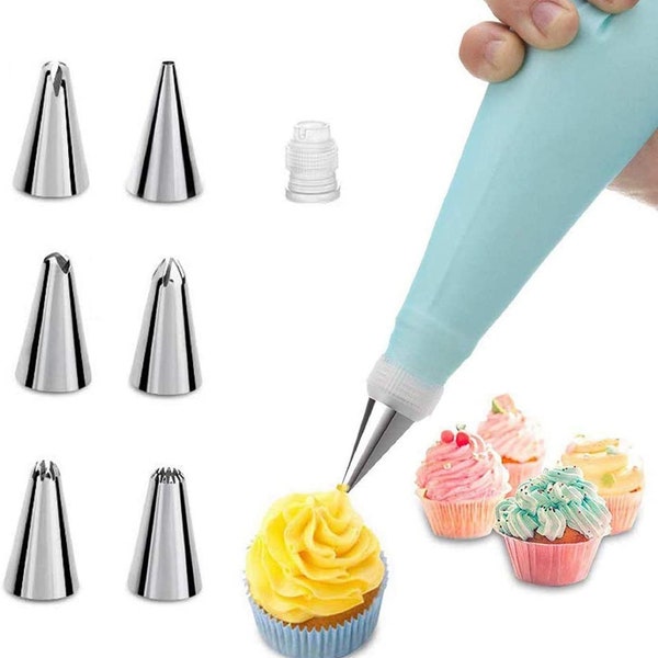 Heavy Duty Disposable Icing Piping Bags Pastry Bags Tips Set-100 Pcs Cake  Supplies |Baking Supplies with 6 Pipping Tips 4 ties 15inch