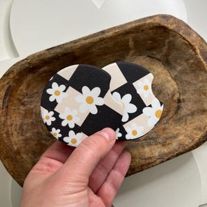 checker daisy car coasters, set of 2 car coasters, flowers coaster, foam car coaster, car accessories, cute car cup accessories, floral