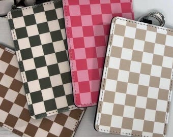 Monedero/tarjetero con llavero de tablero de ajedrez, porta identificación, accesorio pequeño para la muñeca, llavero/tarjetero, billetera de viaje