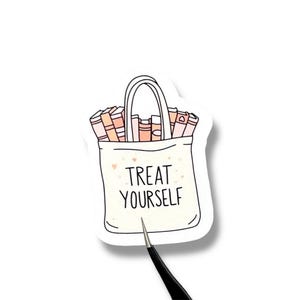 Treat Yourself to Books Sticker, Laptop Sticker, Water Bottle Sticker, Stickers, Book Lover Gifts