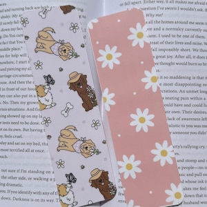 Dogs and Flowers double-sided paper bookmark, bookmarks, book accessories, reading gifts
