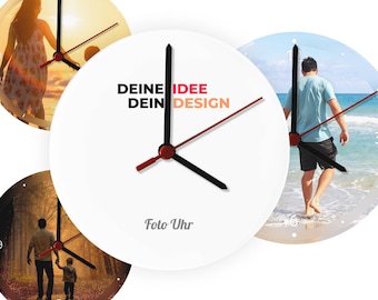 Fotouhr, Uhr mit Foto, bedruckte Wanduhr aus Glas, personalisiert, ideal als Geschenk (18x18cm)