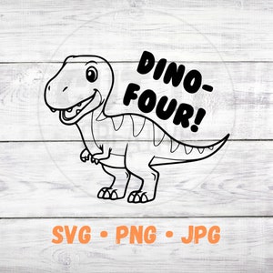 Dinosaur Instant Download File, 4th Birthday SVG