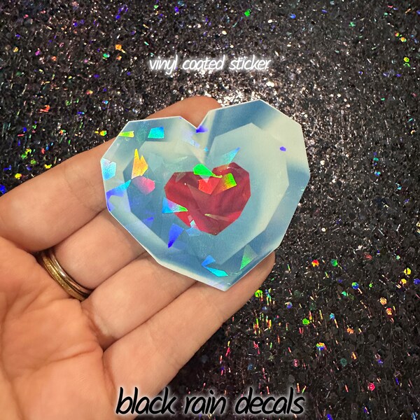 Heart Piece Sticker - Ocarina of Time Decal - Holographic Heart - Life - Legend of Zelda Vinyl Coated Sticker