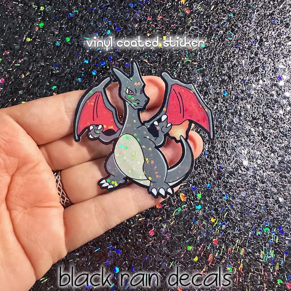 Shiny Charizard Sticker - Holographic Charizard Decal - Pokémon Vinyl Coated Sticker