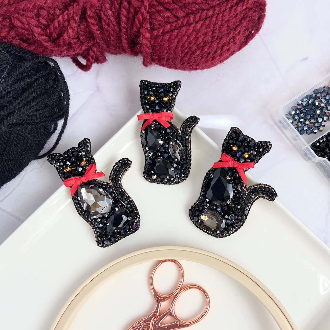 Black Cat Halloween Beaded Brooch Halloween Costume - Etsy