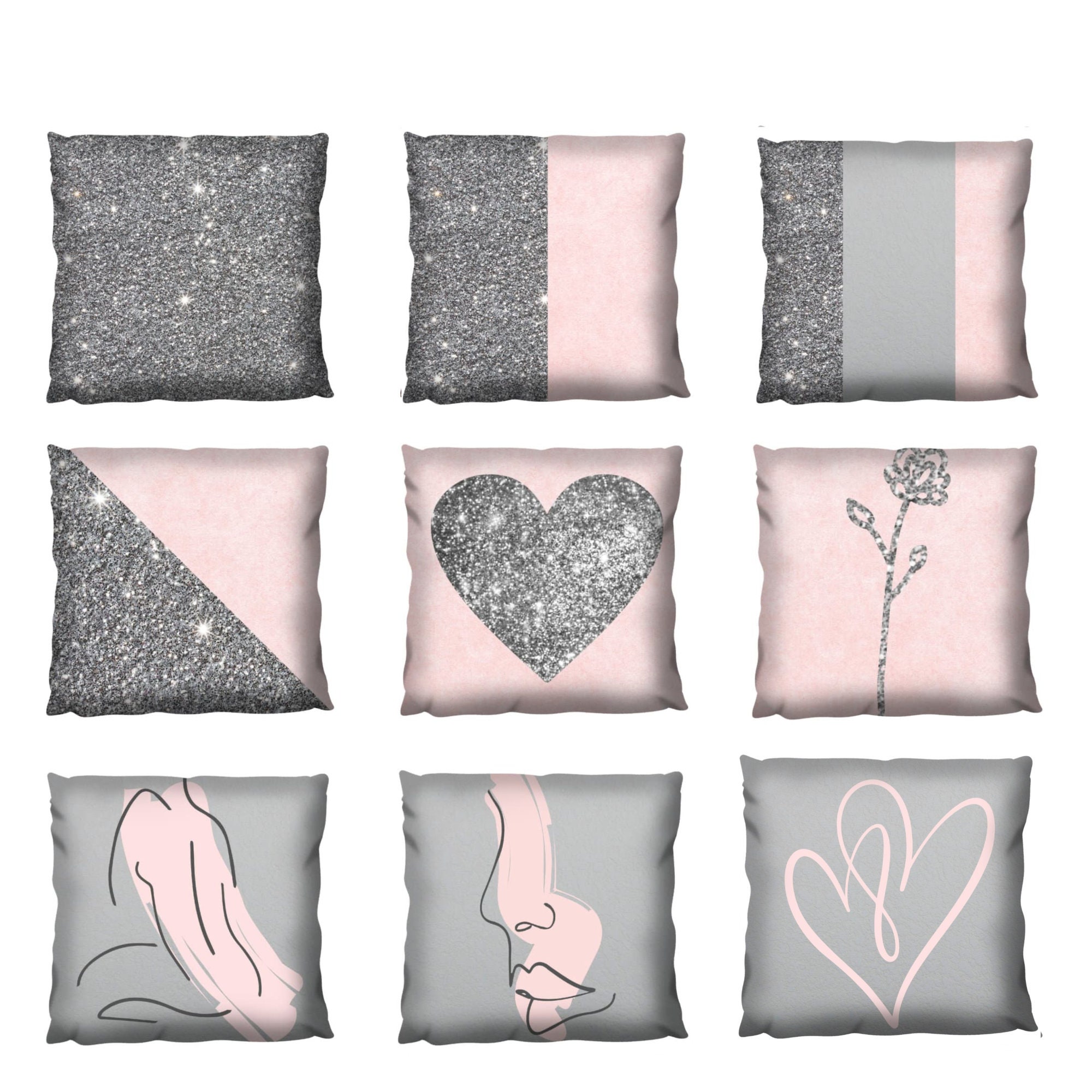 Pink & grey cushion collection Etsy