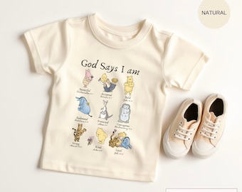 God Says Pooh TShirt For Kids Christian Gifts Church Shirt Classic Winnie The Pooh Kids Hoodie Catholic Pooh Bear Bible Verses Sweatshirt