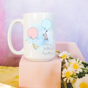 Winnie the Pooh Mug for Coffee Tea or Drink. Cute Classic Pooh Piglet Ballon Ceramic White Cup 11 oz 15 oz ounces