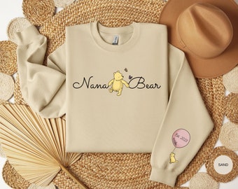 Custom Nana Sweatshirt For Grandma Sweater For Grandmother Gifts Personalized Winnie The Pooh Hoodie Classic Pooh Bear Customizable Shirt