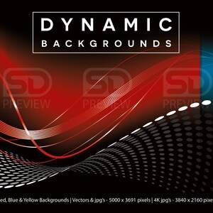 May include: Abstract background design with red, blue, and yellow wavy lines and a black and white dotted pattern. The text "DYNAMIC BACKGROUNDS" is at the top of the image.