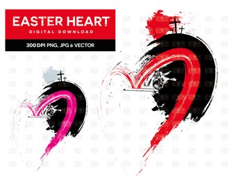 Serce Wielkanocne, Jezus, Wektor, Logo, Pobieranie Cyfrowe, Clipart, Sztuka Ścienna, Oryginalny Projekt, Kościół, Wykorzystanie Komercyjne, PNG, JPG, Zmartwychwstanie