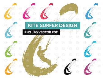 Kite Surfer wysokiej jakości grafika, sylwetka, logo, clipart, projekt koszulki, natychmiastowe pobieranie cyfrowe, wektor, PNG, JPG, wykorzystanie komercyjne