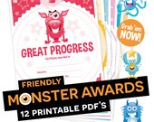 Monster Awards, Teaching Resources, School Certificates, Achievement, Fun, Gold Star, Commercial Use, PDF Download, Printable Download