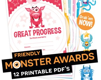 Nagrody Monster, Materiały dydaktyczne, Certyfikaty szkolne, Osiągnięcia, Zabawa, Złota Gwiazda, Wykorzystanie komercyjne, Pobieranie plików PDF, Pobieranie do druku