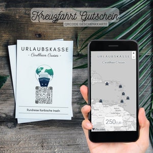 Urlaubskasse Geldgeschenk | Personalisierter Gutschein | QrCode Geschenkkarte | Motiv Kreuzfahrt