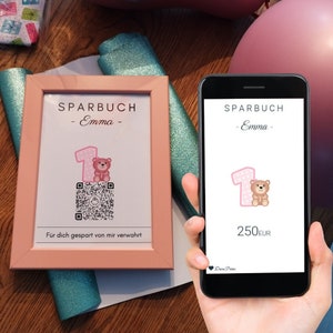 Virtuelles Sparbuch | Geldgeschenk Geburtstag | QrCode Bild | Motiv Birthday Girl