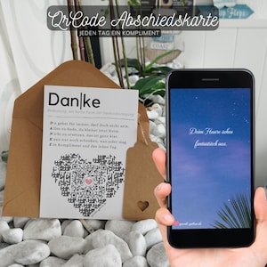 Abschiedskarte DANKE | QrCode Geschenkkarte | Abschied Rente Ruhestand | Auswanderung Jobwechsel