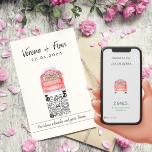 Aktiengeschenk | Aktien Etf Geschenkverpackung | Personalisiertes Geldgeschenk | QrCode Geschenkkarte | Bulli Rot