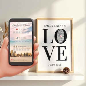 5. Hochzeitstag Geschenk – Personalisiertes QrCode Bild Holzhochzeit mit Verliebt Verlobt Verheiratet Timer