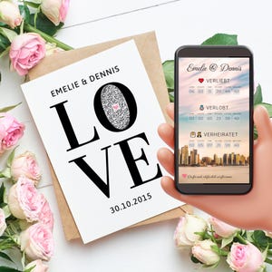 Personalisierte Hochzeitskarte | Partnergeschenk LOVE | Eure Liebe auf einer QrCode Geschenkkarte