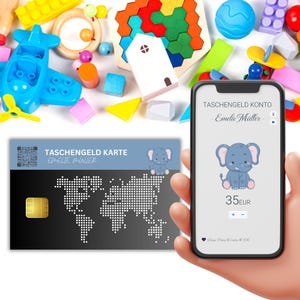 Taschengeld Karte | QrCode Geldgeschenk | Personalisiertes Geschenk für Kinder | Elefant
