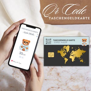Taschengeld Karte | QrCode Geldgeschenk | Personalisiertes Geschenk für Kinder | Boss Teddy