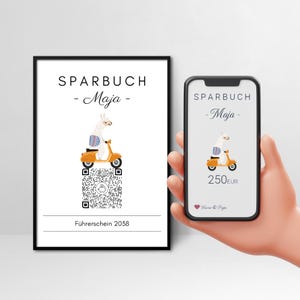 Contant geld geschenk Communie Bevestiging | Digitaal QRCode spaarboekje | Subsidie voor rijbewijs | motief lama