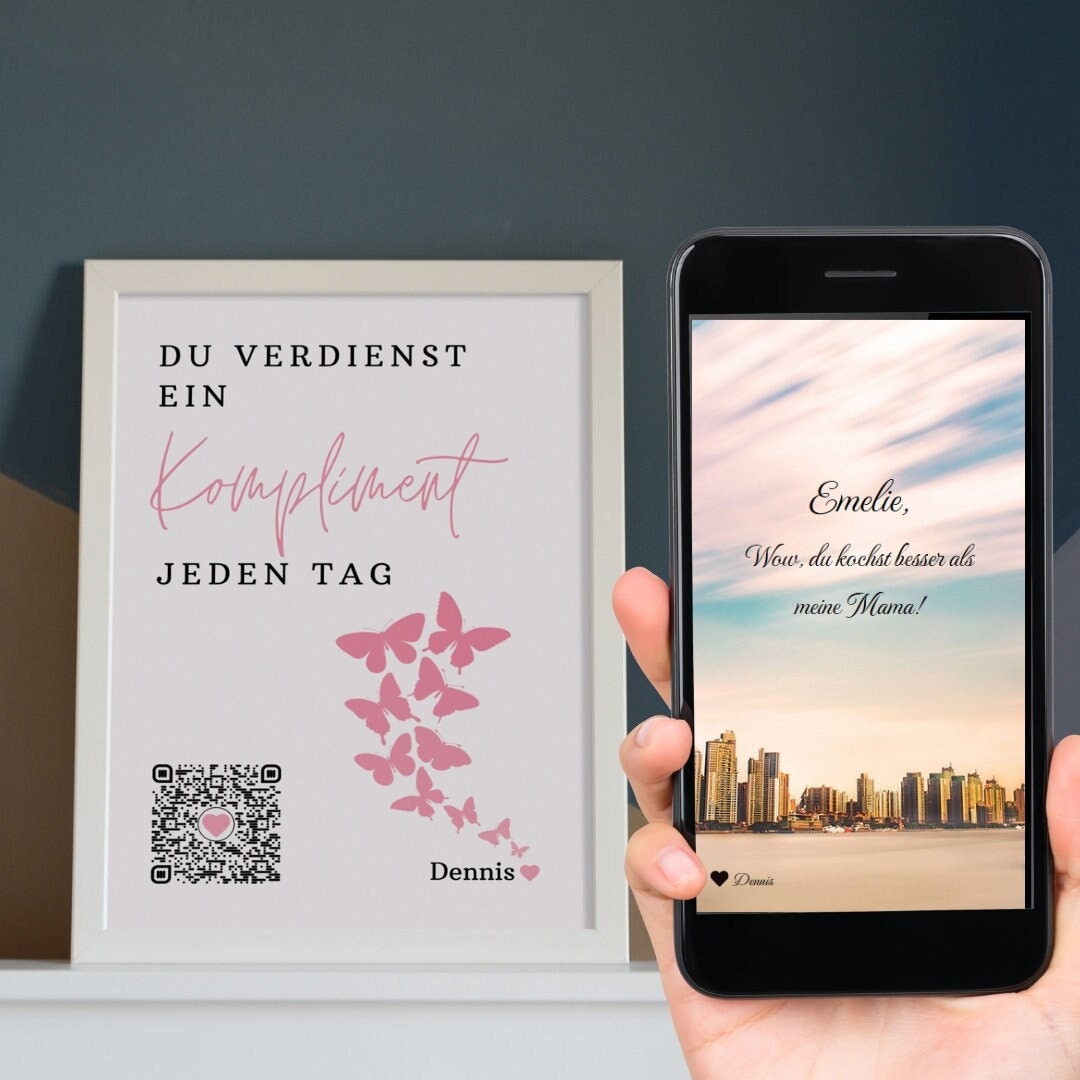 Verschenke Komplimente QrCode Bild Verschenke schöne Worte Motiv Rosa