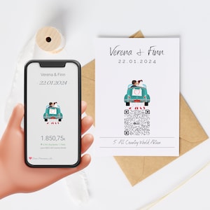 Aktiengeschenk | Aktien Etf Geschenkverpackung | Personalisiertes Geldgeschenk | QrCode Geschenkkarte | Bulli Cabrio