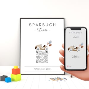 Gepersonaliseerde geldcadeau | Virtueel Passbook QrCode-afbeelding | Rijbewijsmotief