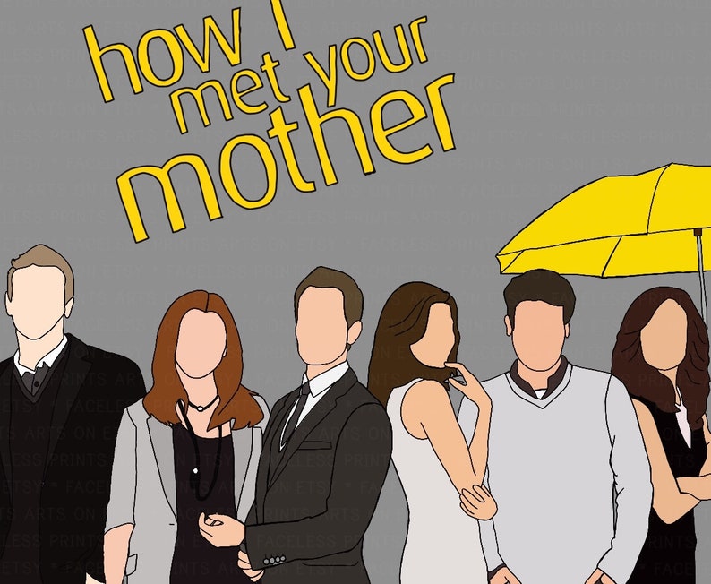 HIMYM How I Met Your Mother Ted Mosby Lily Marshall Barney Stinson Robin Printable, Digital Print, Decor, Drawing, Tracing, Vector Art image 1