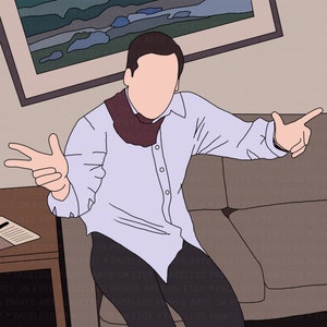 Puede incluir: Un hombre con una camisa azul claro de botones y una bufanda marrón oscuro alrededor del cuello. Está sentado en un sofá marrón con los brazos extendidos. El hombre está mirando a la cámara y tiene una expresión neutral.