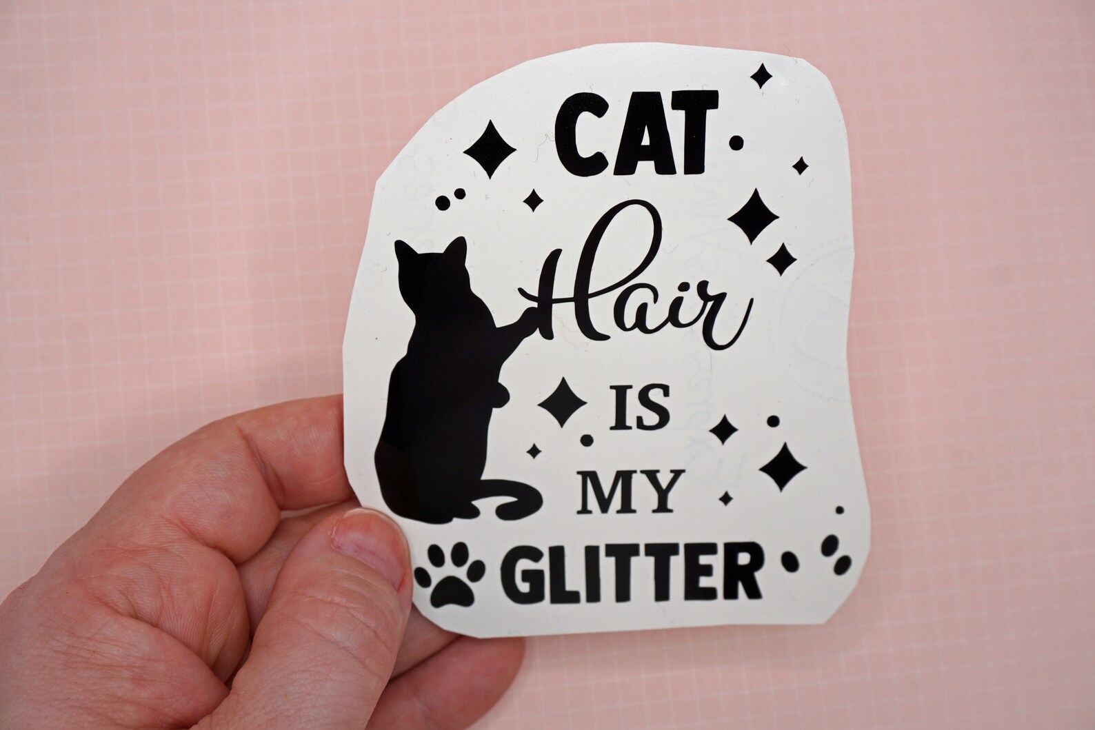 Cat Hair Glitter Bumper Sticker Water Bottle Sticker Car Etsy