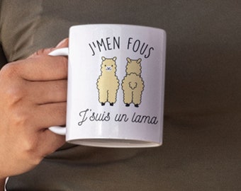 Mug céramique imprimé J'men fous j'suis un lama, sublimation sur tasse à café ou thé