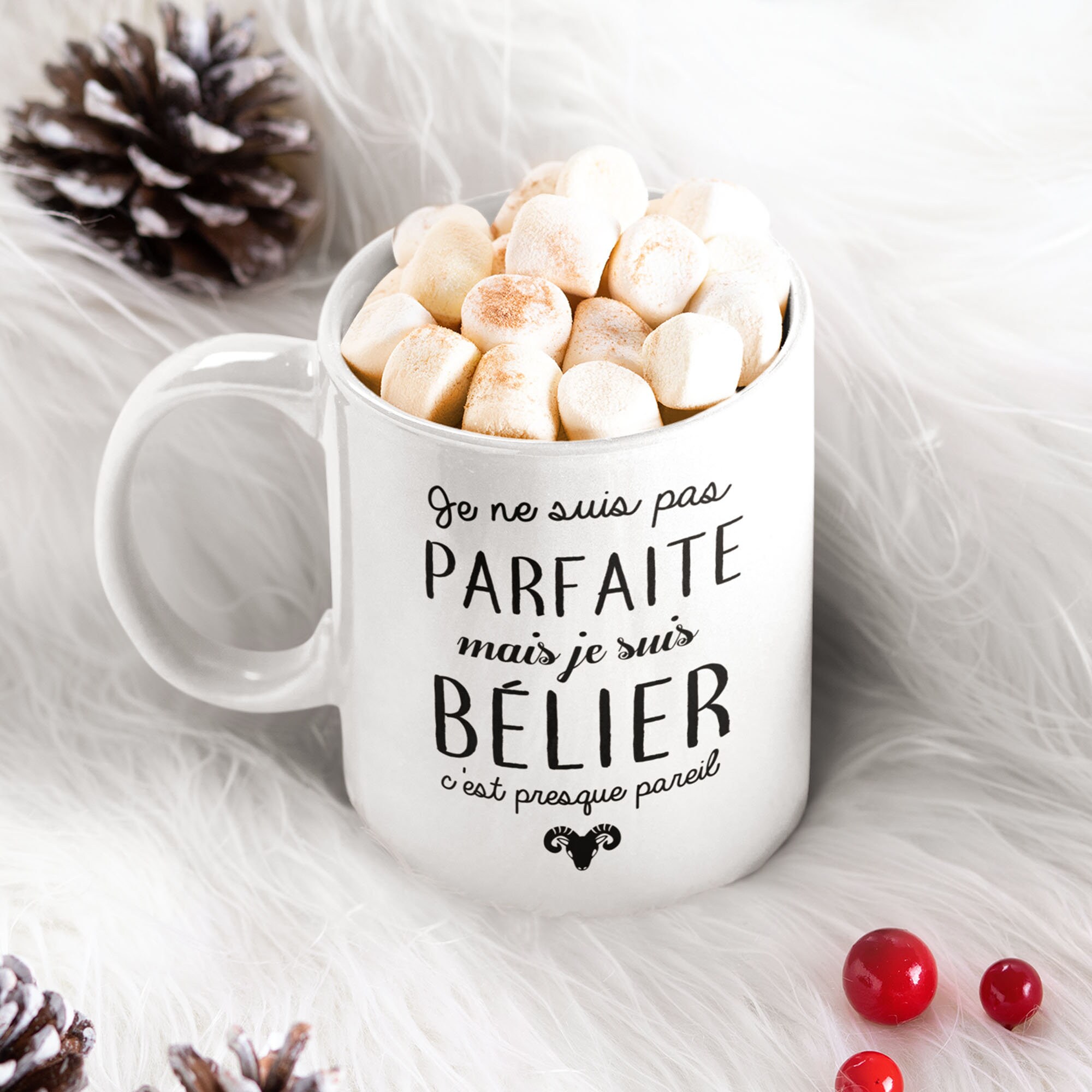 Mug Céramique Imprimé Je Ne Suis Pas Parfaite Mais Bélier C'est Presque Pareil, Sublimation sur Tass