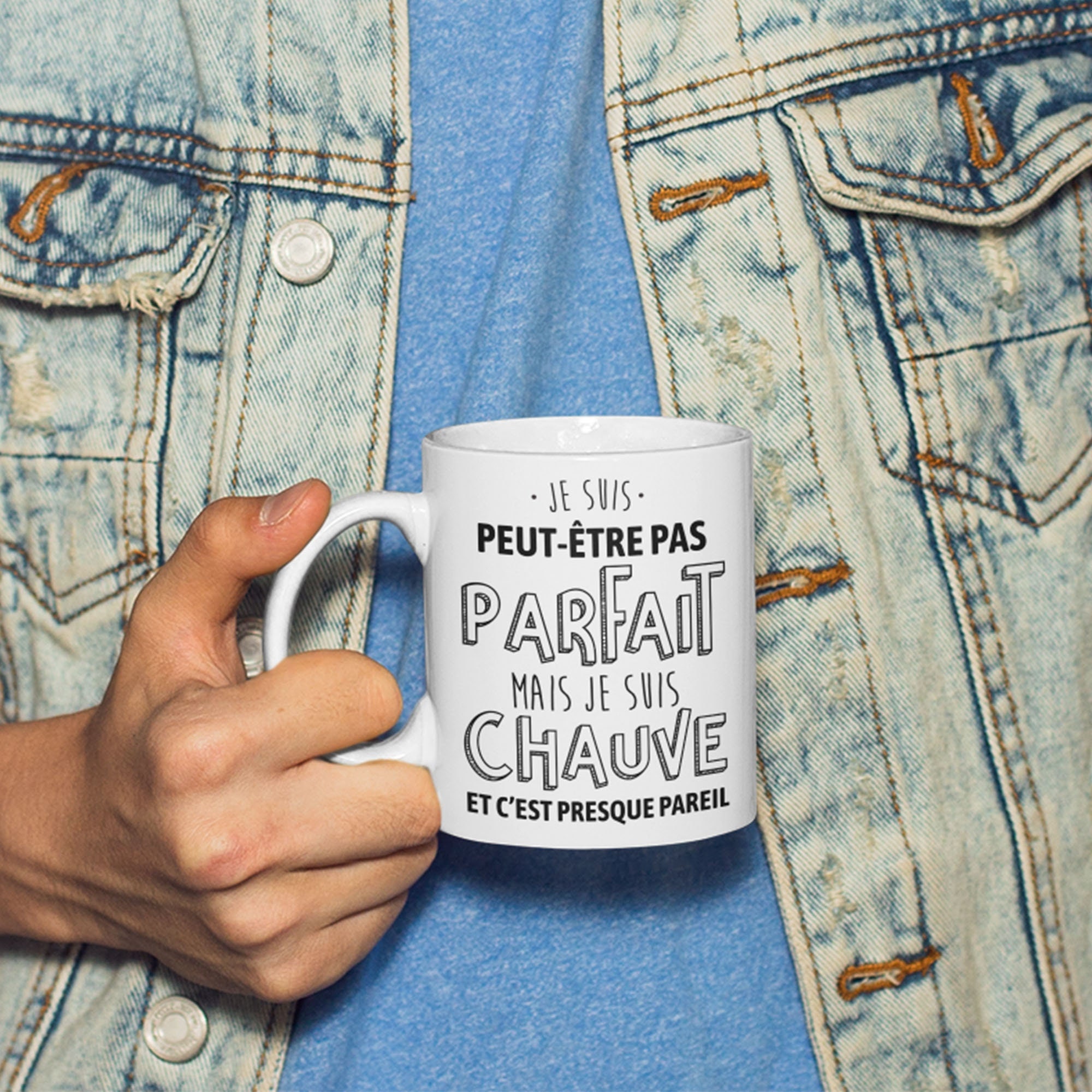 Mug Céramique Imprimé Je Ne Suis Pas Parfait Mais Je Chauve
