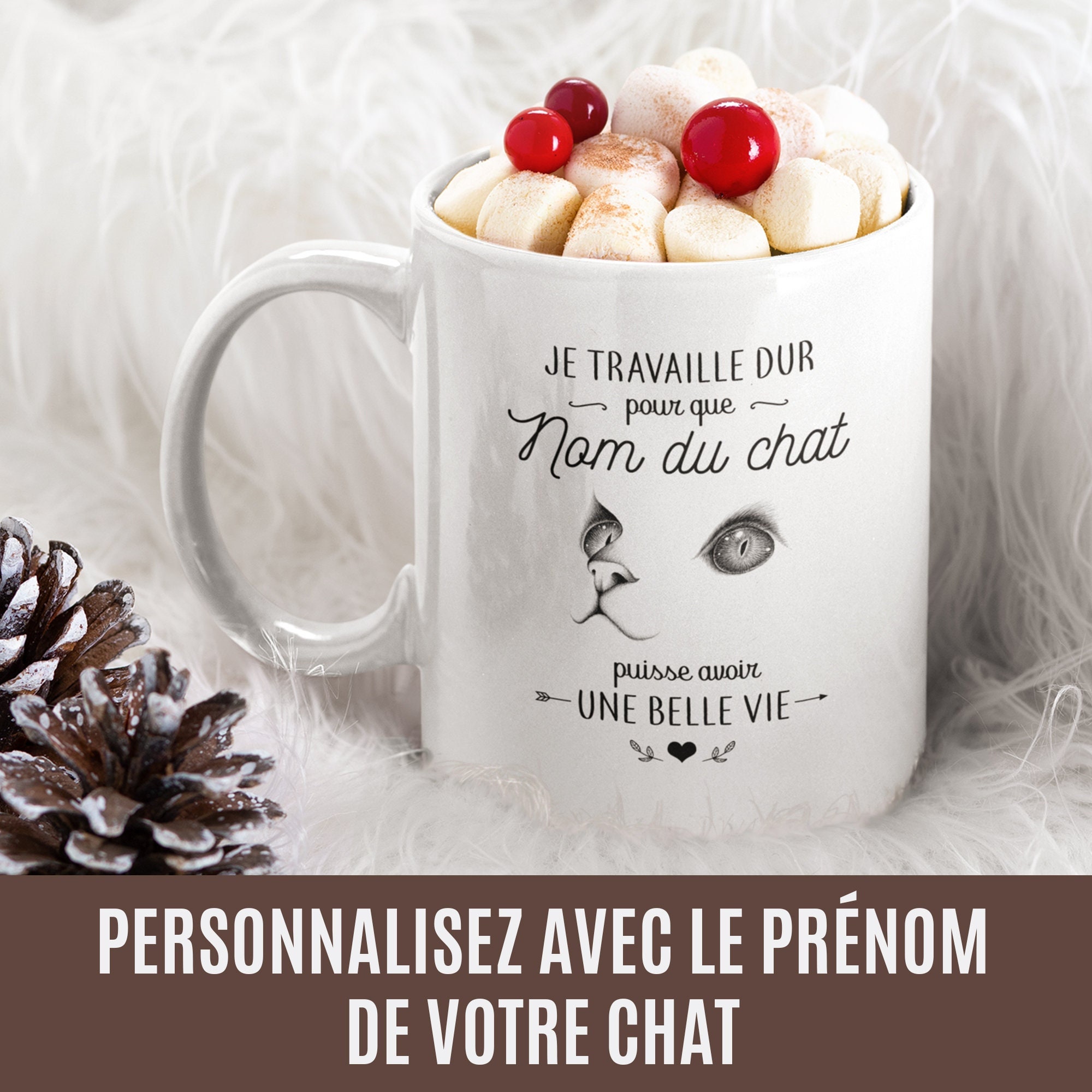 Mug Céramique Imprimé Personnalisable Je Travaille Dur Pour Que.. Puisse Avoir Une Belle Vie