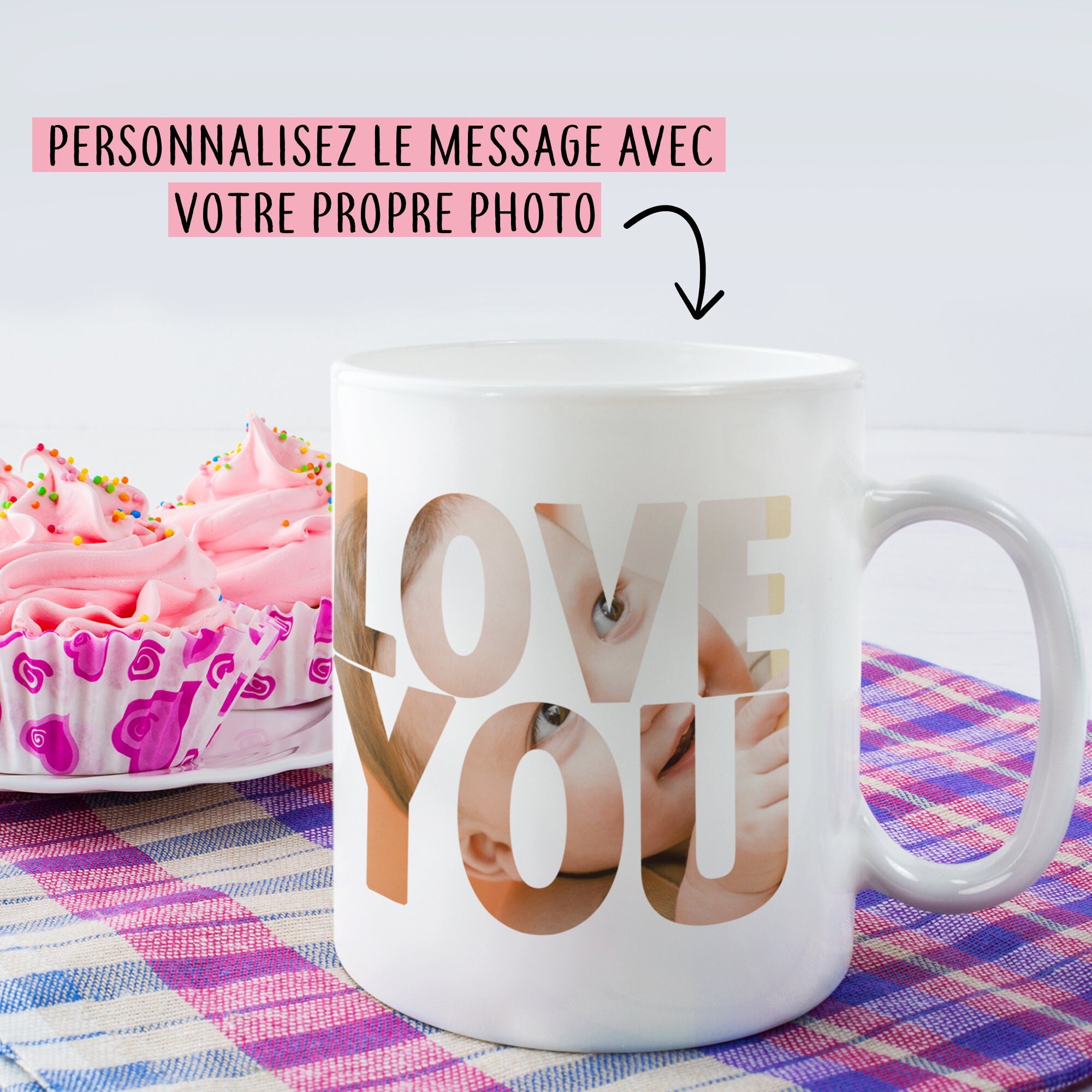 Mug Céramique Imprimé Personnalisable Love You avec La Photo de Votre Choix